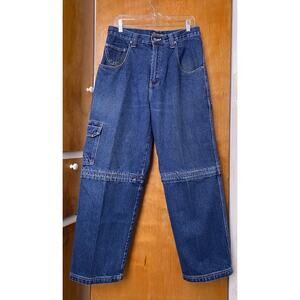 Vintage Y2K Wide Leg Baggy Cargo Pants Convertible Zip Off Jeans Skater Sz 32